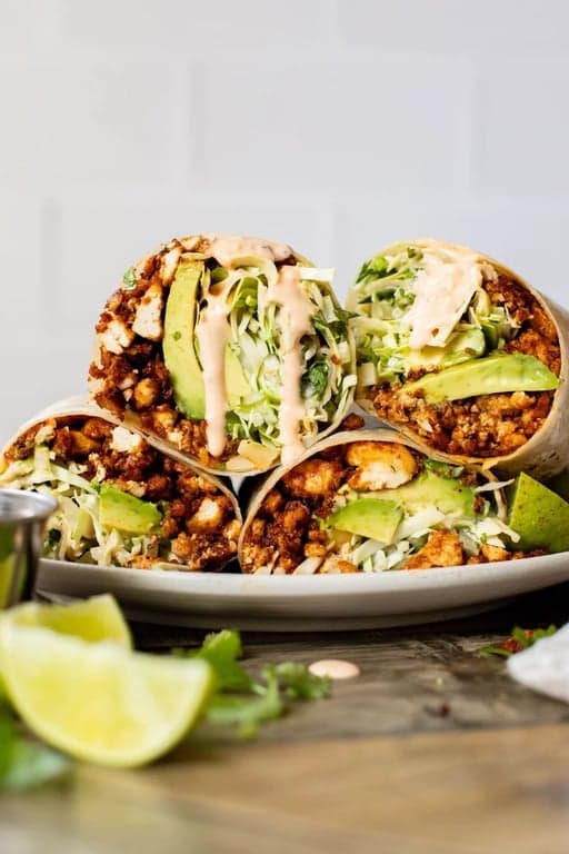 Crispy Tofu & Cilantro Lime Rice Burrito