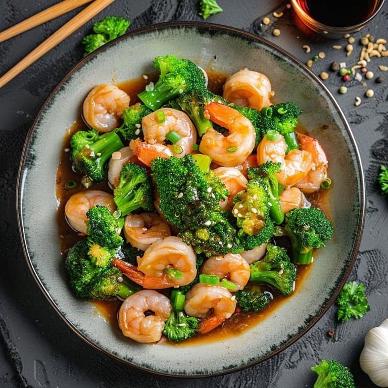 Shrimp with Broccoli in Garlic Sauce