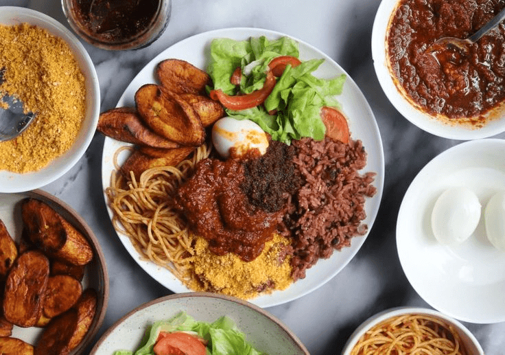 Waakye (Rice and Beans with Dried Sorghum Leaves)