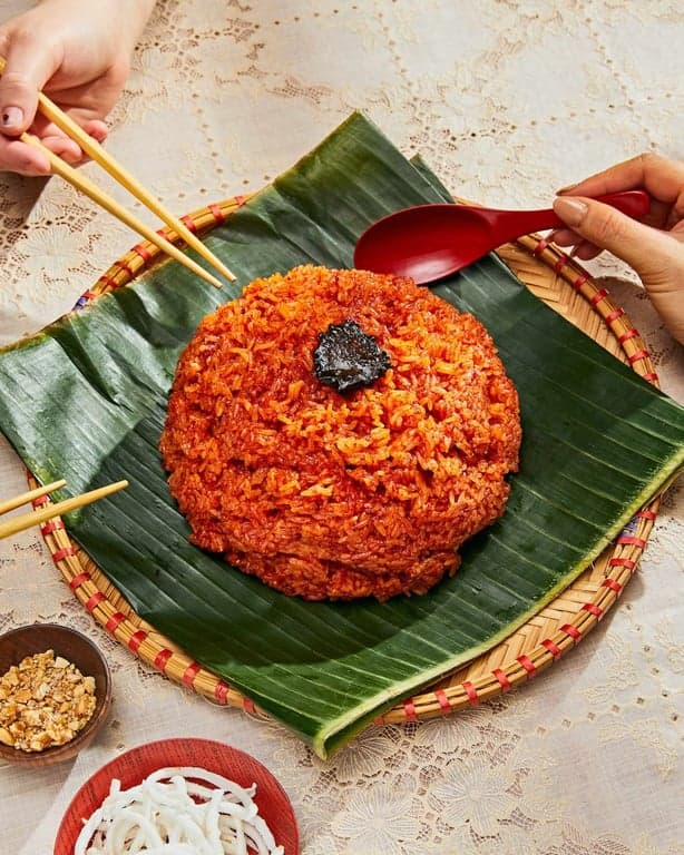 Xoi Gac (Vietnamese Red Sticky Rice)