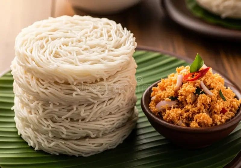 Sri Lankan String Hoppers (Idiyappam) with Fresh Pol Sambol